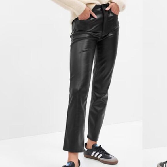GAP Pants - GAP Women's High Rise Vintage Slim Vegan-Leather Pants Size 0R/25